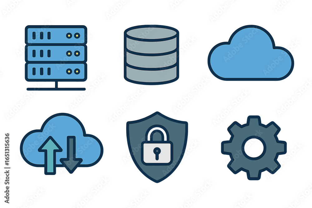 Aufkleber vector illustration of cloud computing and data security elements