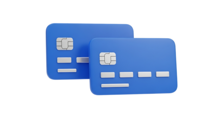Two blue credit cards against a black background representing finance and digital payments emphasizing security and modern banking solutions