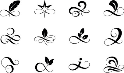 Elegant Flourishes:  Infinity, Leaf, and Feather Design Elements for Branding