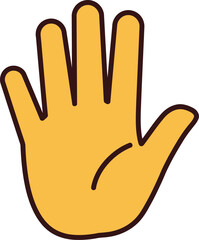 A bright yellow cartoon hand raised with an open palm and fingers spread wide against a white background © Your Vectors