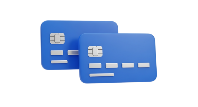 Two blue credit cards against a black background representing finance and digital payments emphasizing security and modern banking solutions