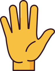 A bright yellow cartoon hand with five fingers raised in a friendly open palm gesture against a white background © Your Vectors