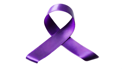 Purple ribbon isolated on transparent background, a symbol of awareness for various causes and diseases