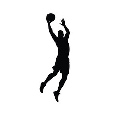 Basketball player jumping with ball action