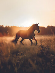 horse at sunset
