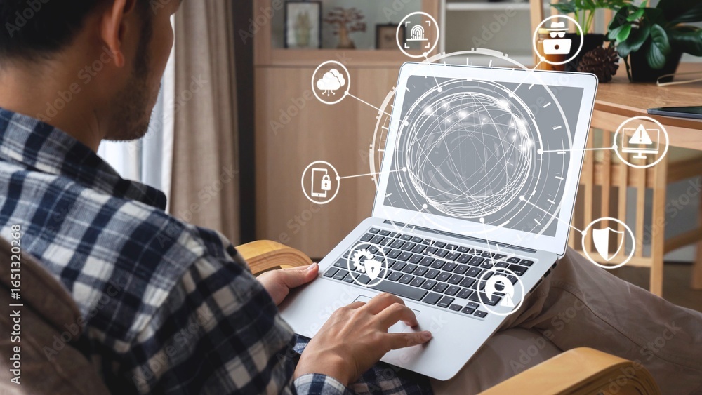 Poster cyber security protection and cyber security strategies against cyber threats, system hacks, digital