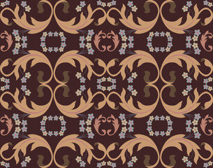 Traditional flowers ornament seamless pattern design.