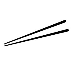 Pair of wooden chopsticks isolated on transparent background