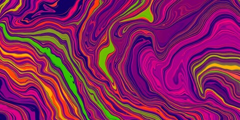 Vibrant psychedelic liquid marble with flowing abstract patterns in neon colors colorful
