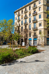 Superblock oder Superilla im Viertel Eixample, für Autos stark eingeschränkter Bereich der Stadt in Barcelona, Spanien