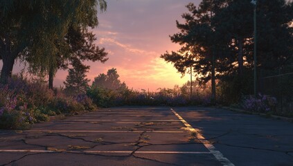 Empty parking lot at sunset (1)