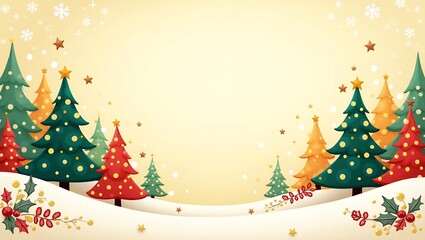 Festive christmas tree snowy landscape with falling snowflakes