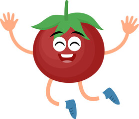 Cute Tomato Cartoon Character with Happy Face Vector illustration