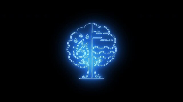 Neon glowing brain icon with digital circuit tree symbolizing artificial intelligence and knowledge