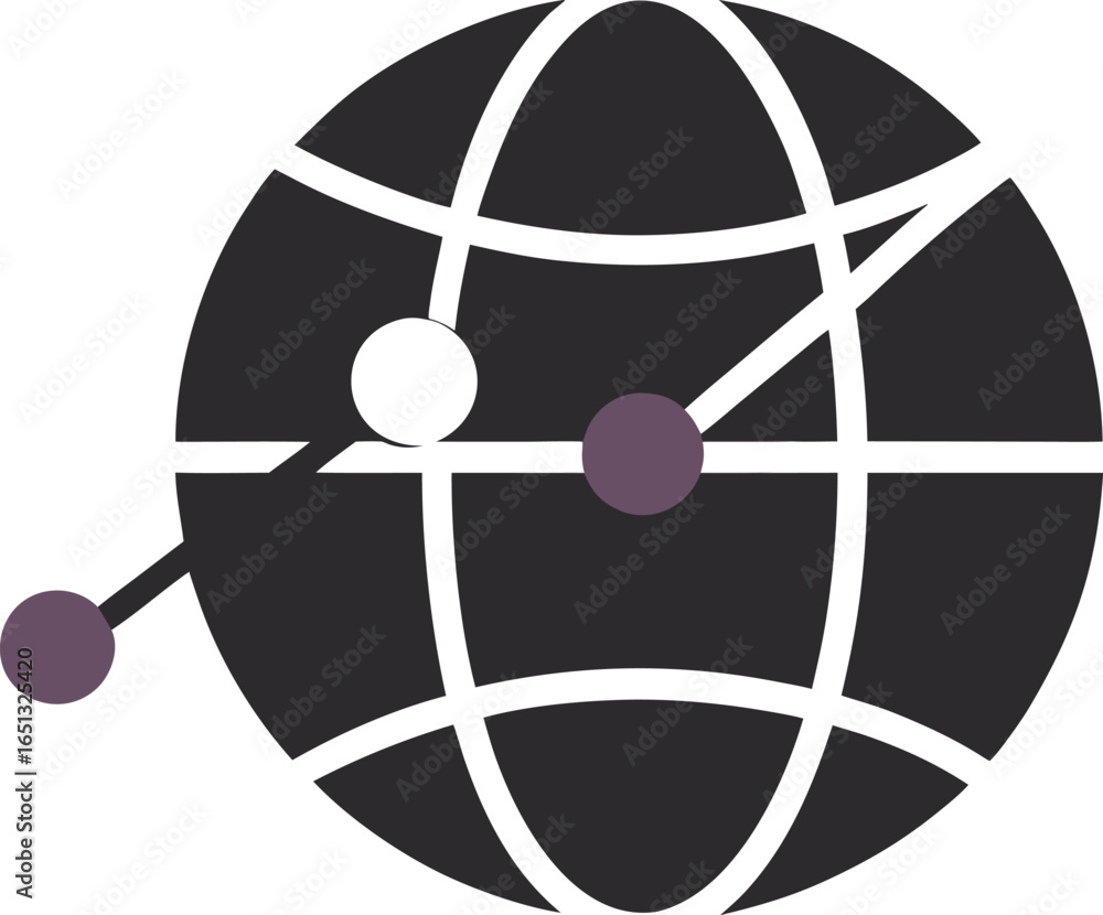 Poster abstract globe with network connections and points on white background