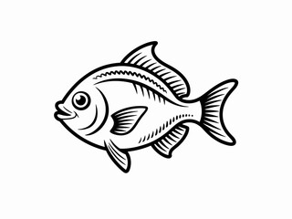 Fish Icon – Aquatic Animal Vector Illustration Isolated on White