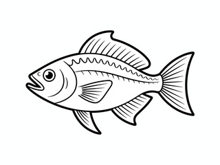 Fish Icon – Aquatic Animal Vector Illustration Isolated on White