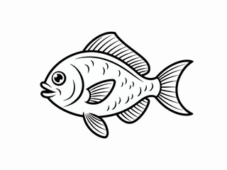 Fish Icon – Aquatic Animal Vector Illustration Isolated on White