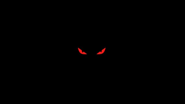 Animation of red cat eyes blinking. 4k scarry hallowen theme