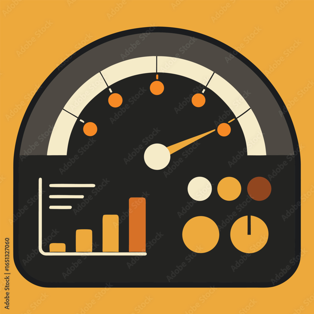 Poster dashboard with gauges and charts for performance analytics