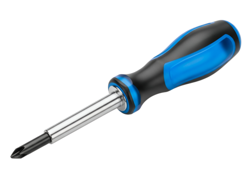 Ergonomic screwdriver with a black and blue handle and a metal shaft for precise repairs