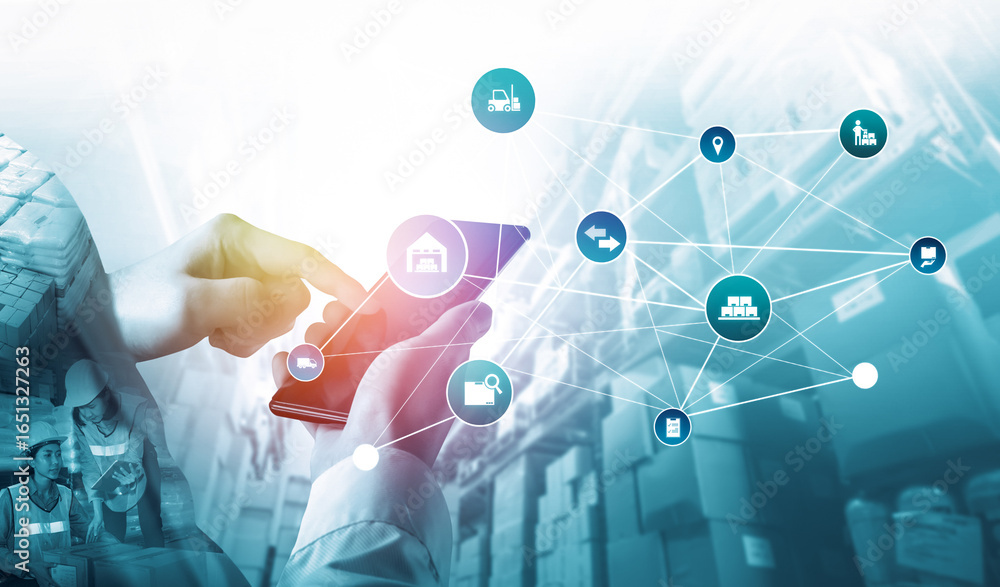 Poster smart warehouse management system with innovative internet of things technology to identify package 