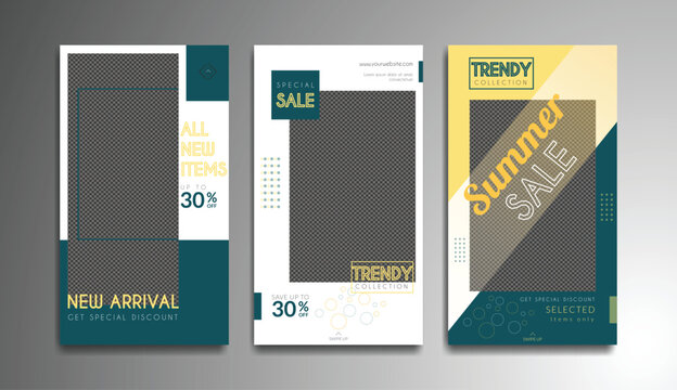 social media post, story, reels and Shorts template for trendy summer season products marketing and e-commerce, brand, event and sales promotion