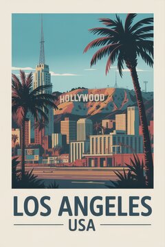 Vintage Travel Poster of Los Angeles California USA
