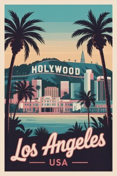 Vintage Travel Poster of Los Angeles California USA