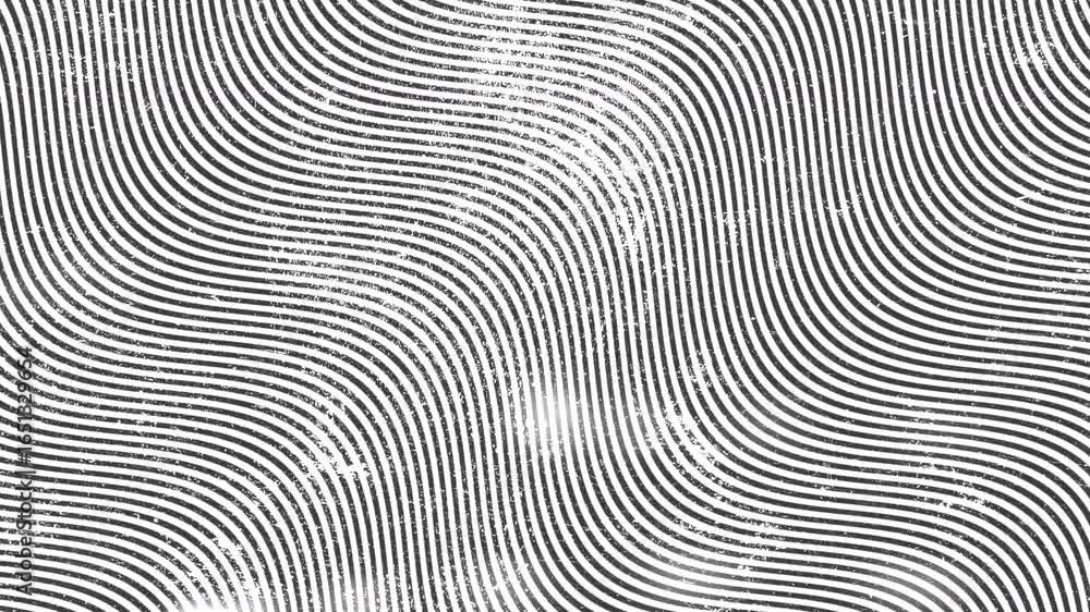 Poster distorted lines: abstract black and white wavy pattern with grunge texture overlay