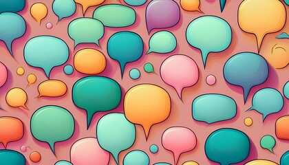 whimsical pastel speech bubbles vibrant colors seamless pattern soft colorful
