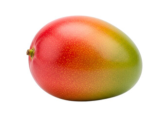Fresh ripe mango with vibrant red and green skin on a black background