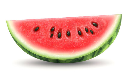 Fresh Juicy Watermelon Slice with Seeds on White Background