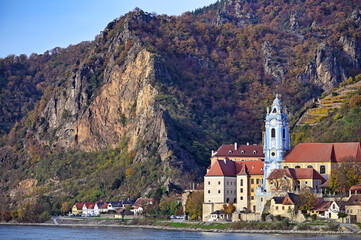 Durnstein along the Danube River in Wachau Valley ,Austria,autumn season