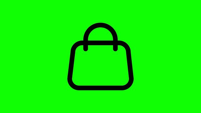 Shopping bag icon green screen 4k video
