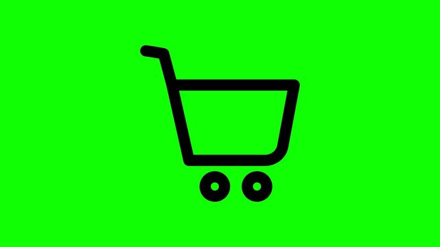 Shopping cart icon green screen 4k video

