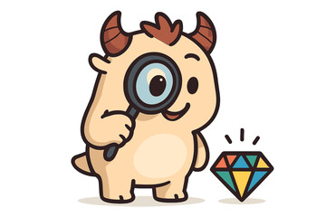 The puke mascot is verifying the genuineness of a diamond