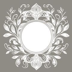 Beautiful, wedding style, floral frame, with vintage details, isolated element with empty space in the centre for text. Background for invitation, card, banner, vector illustration.