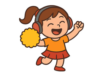 Obraz premium A girl cheers on her friend with unbridled enthusiasm, her arms raised and a broad smile spreading across her face as she displays sincere support and eagerness