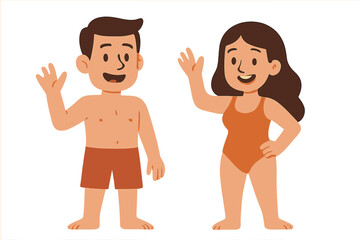 Fototapeta premium Various individuals of larger body types wearing swimwear and having a great time on their summer holiday