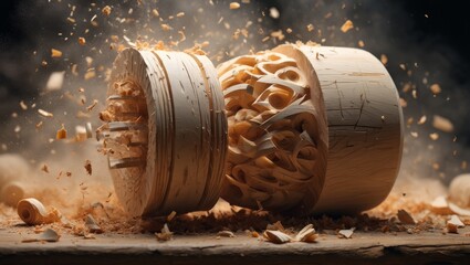 Wood carving mastery artistic process workshop crafting creative environment close-up view skills and techniques