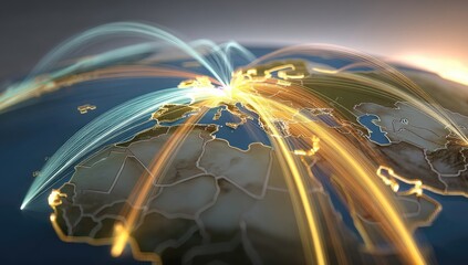 Global network radiating from Europe