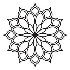 Floral Mandala Vector Design, Geometric Symmetrical Pattern, Line Art Decoration