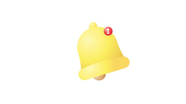 3D render notification bell icon animated isolated in white background