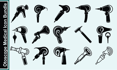 Collection of Medical Otoscope Icons for Healthcare and Diagnostic Purposes
