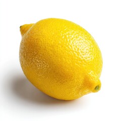 Single lemon, vibrant yellow, smooth skin, slightly textured, oval shape, sitting on a white background