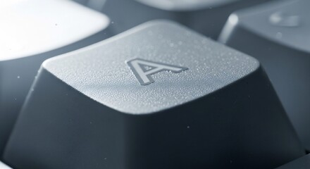 Intimate Macro View of a Textured 'A' Keyboard Key in Cool, Dramatic Light