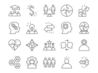 Diversity icon set. Containing equality, human rights, ethnicity, difference, belonging, languages, tolerance, and more. Editable stroke. vector illustration 