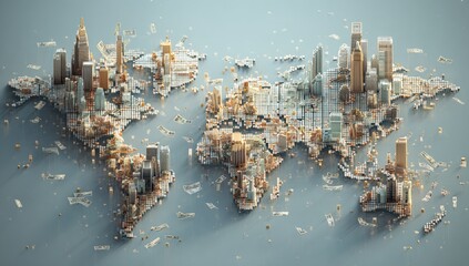 Global city map, 3D