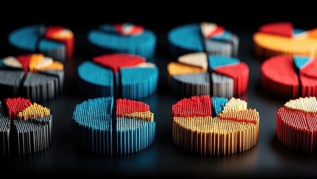 Colorful pie charts arranged
